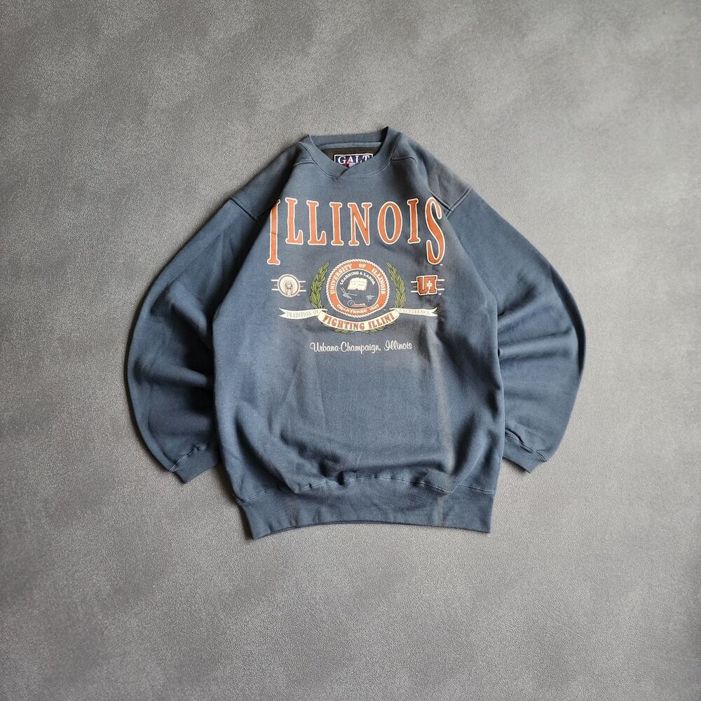 Vintage 90's Fighting Illini Galt Sand Navy Sweatshirt Medium
